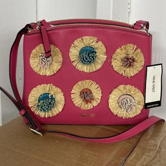 Nine West Handbags - Nine West Levona Crossbody with Floral Pom
